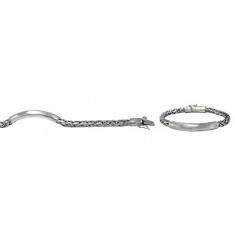 6mm Bali Chain Bracelet with Curve Bar & Security Clasp, 7.5" Length, Sterling Silver